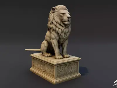 Lion Statue V1 Low-poly 3D model