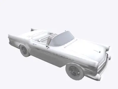 Open Top Convertable Retro Car Low-poly 3D model