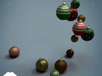 PBR Christmas Baubles Pack Low-poly 3D model