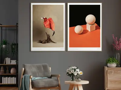 Plaster Two Photo Frame E-25 Low-poly 3D model