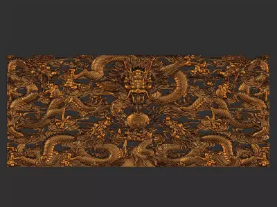 dragons chinese dragon carving 3D print model