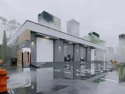 Garage Low-poly 3D model buy