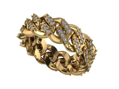 Cuban rings with gems 3D print model