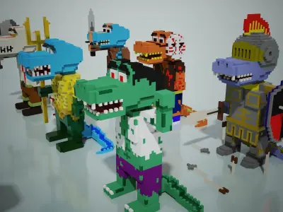 Crocodile Character Voxel 3D model