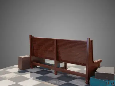 Trainstation bench Low-poly 3D model