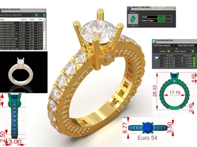 stl 3dm jewelry bridal Ring Solitaire Brilliant Shoulder sr0097 3D print model