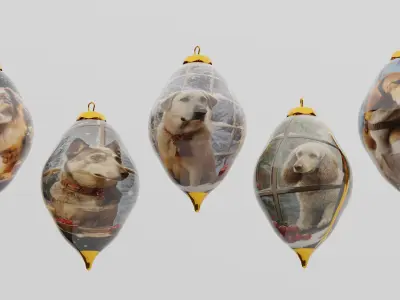 Christmas Pet-dogs-set2 3D model 3D model