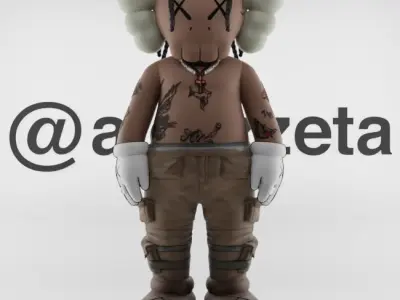 Kaws Travis Scott Textured Low-poly 3D model