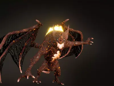 Hell Bat Low-poly game engine ready 3D model Low-poly 3D model