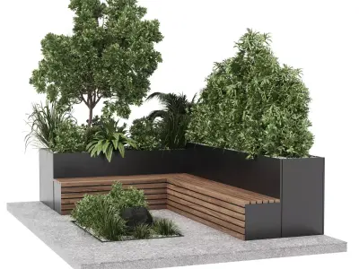 Landscape Furniture with Pergola and Roof garden 3D model
