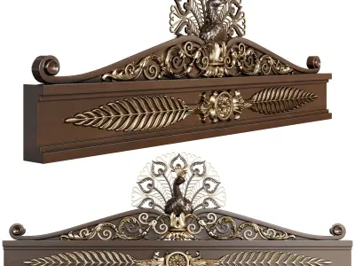 Decorative Peacock Pediment  Ornamental Carving for Architecture 3D model