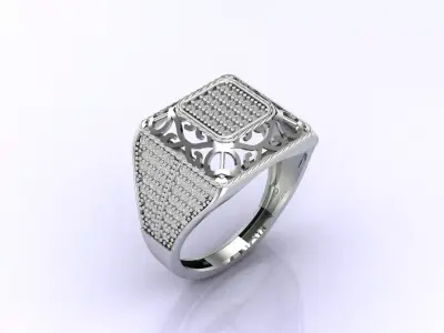 Print Ready STL 3DM  Gents Rings Diamond Men Ring  3D print model 217