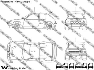 Peugeot 205 T16 Evo 2 Group B blueprint Texture