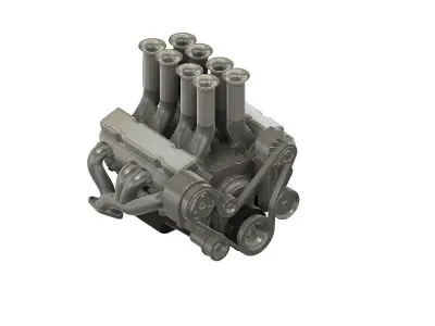 3D Printable Chevy small-block with Hilborn and standard intake 3D print model