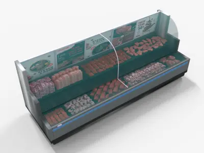 Supermarket Meat Shelve Stand Low-poly 3D model