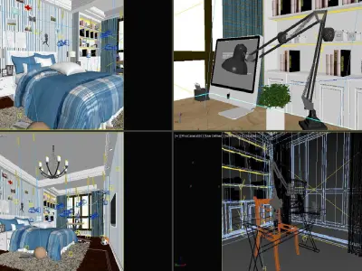 Light luxury children room 3D model