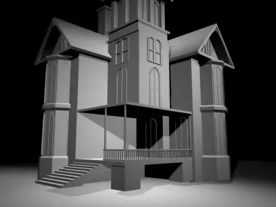 Bungalow model victorian house - victorian house Low-poly 3D model