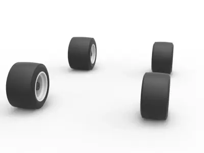 Wheel set of Asphalt Supermodified stock car V2 Scale 1 to 25 3D print model
