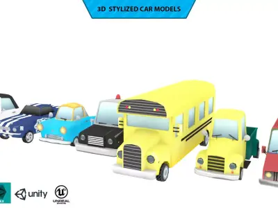 Toon Cars Pack Low-poly 3D model