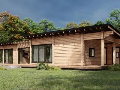 3D model of a wooden house 3D model 4