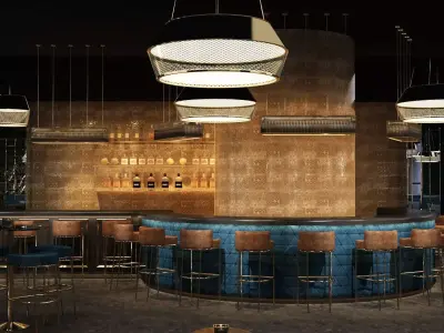 Luxury nightclub bar interior design 3D model