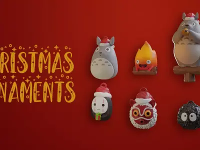 Studio Ghibli Christmas Ornament Set 3D Printable Holiday Decor 3D print model