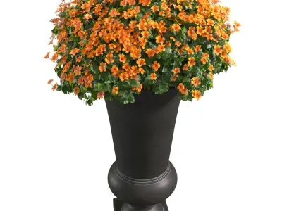 Flowers in a decorative modern vase flowerpot Art Deco  3D model