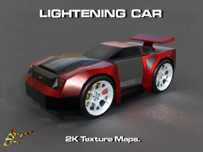 LIGHTENING CAR Low-poly 3D model
