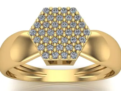 Hexagonal Cluster Ring 3D print model