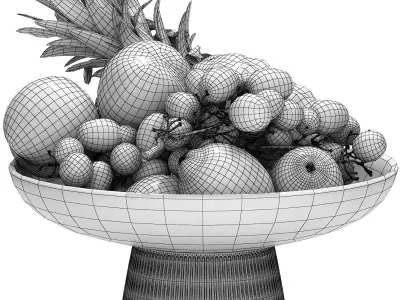 bowl of tropical fruits 14 3D model