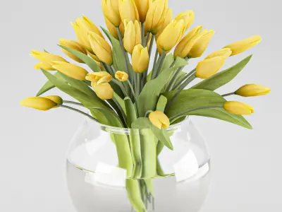 Bouquet of yellow tulips  3D model
