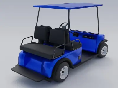 Golf Cart Blue Low-poly 3D model