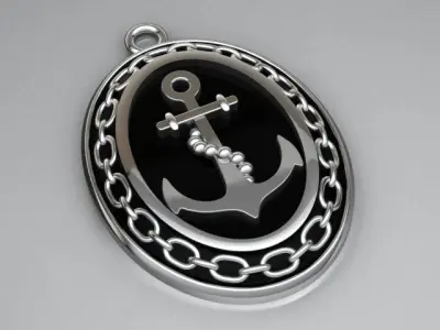 Anchor pendant with and chain 3D print model