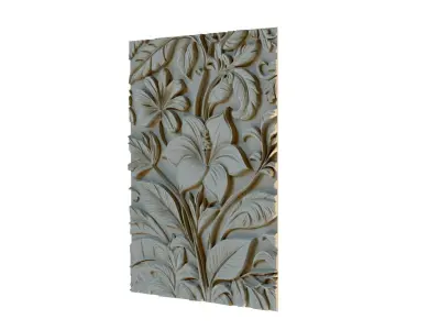 mural flowers decor set wall panel 03 3D model