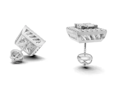 Square Diamond With Baguette Princess Style Stud              3D print model