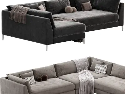 DECKER 2 PIECE L SHAPED WHITE PERFORMANCE SOFA CHAISE 3D model