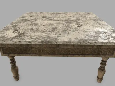 Table with marble top Low-poly 3D model