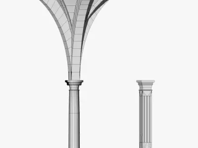 Vaulting 5-2 Gothic  500m spcd  with thin arches and thick curbs Low-poly 3D model