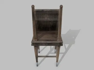 Table Set wooden chair Low-poly 3D model