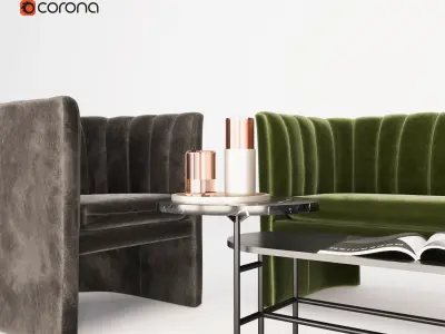 ANDtradition Sofa Lounge chair and Table 3D model