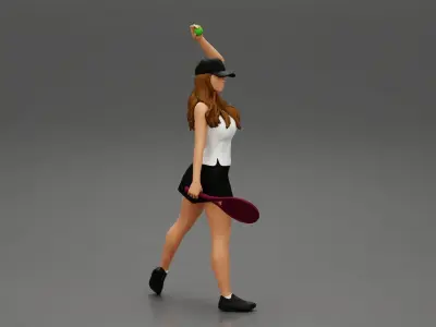 woman throwing tennis ball 3D print model