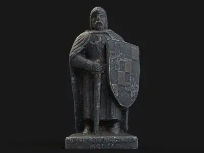 3D Knight statue Low-poly 3D model
