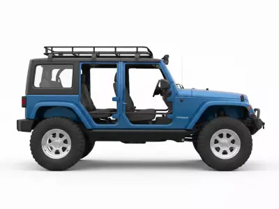Custom Lifted 4 Door Jeep Wrangler Off-Road Low-poly 3D model