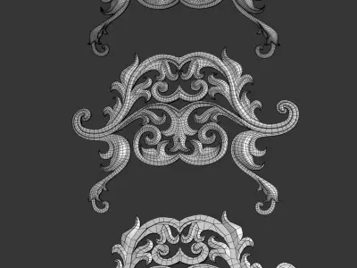 Ornate decoration parts bash Low-poly 3D model