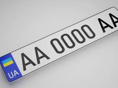 100 car license plate UA Low-poly 3D model
