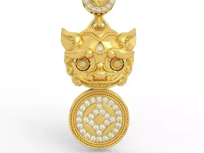 Movable Eye Pi Xiu Pendant Amulet Necklace 3D Model 3D print model