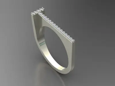 alphabet jewelry ring diamond letter T 3D print model