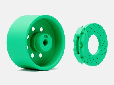 15x8 Weld Draglite Wheel and Brake 3D print model