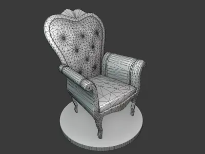 Vintage Wooden Armchair Low-poly 3D model