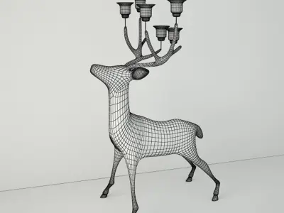 Oversize Brass Deer Candle Holder 3D model